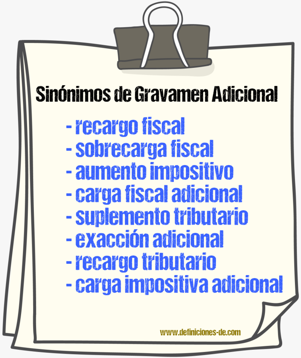 Sinónimos de gravamen adicional