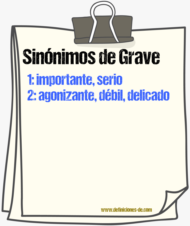 Sinnimos de grave