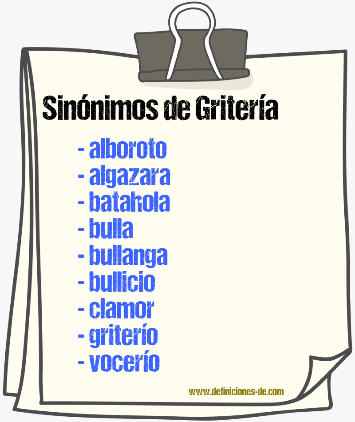 Sinnimos de gritera