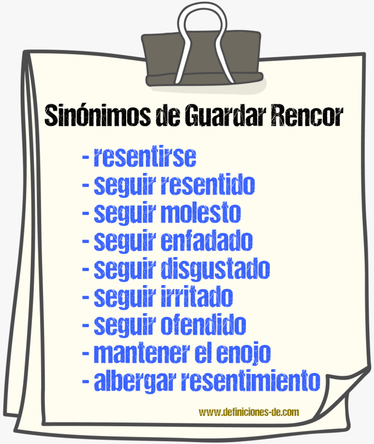Sinónimos de guardar rencor