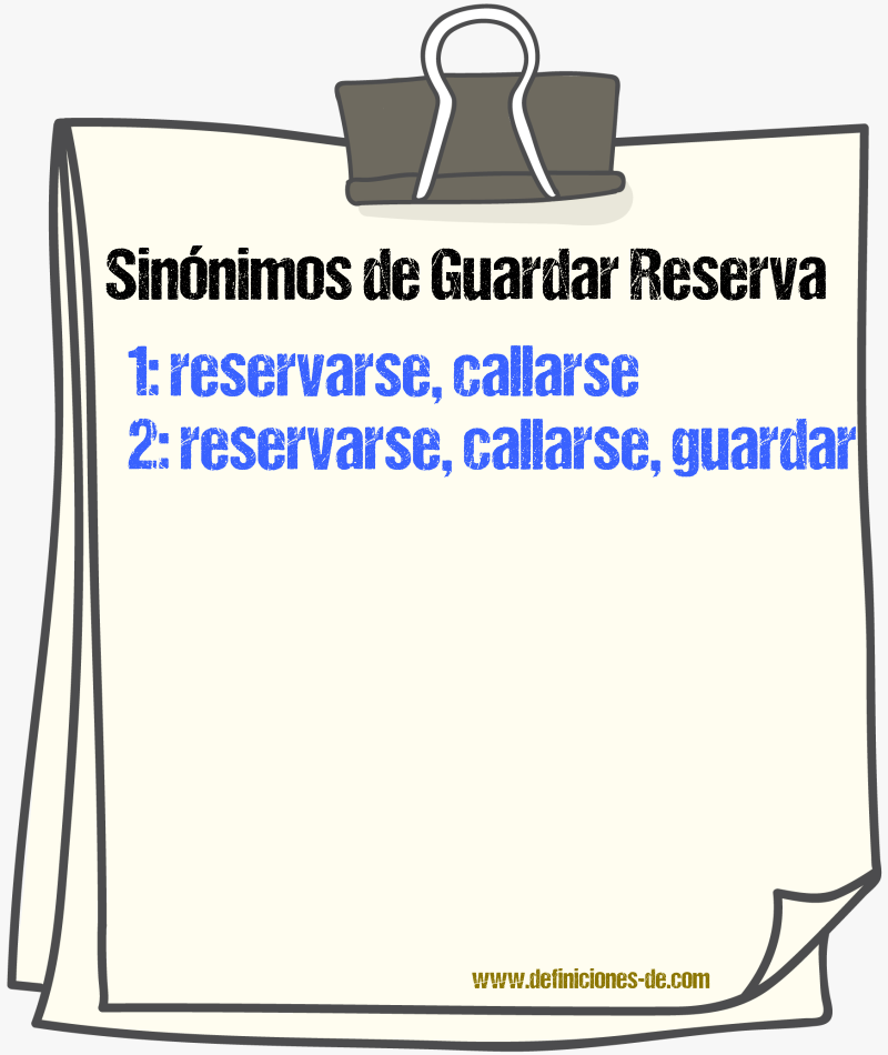 Sinónimos de guardar reserva