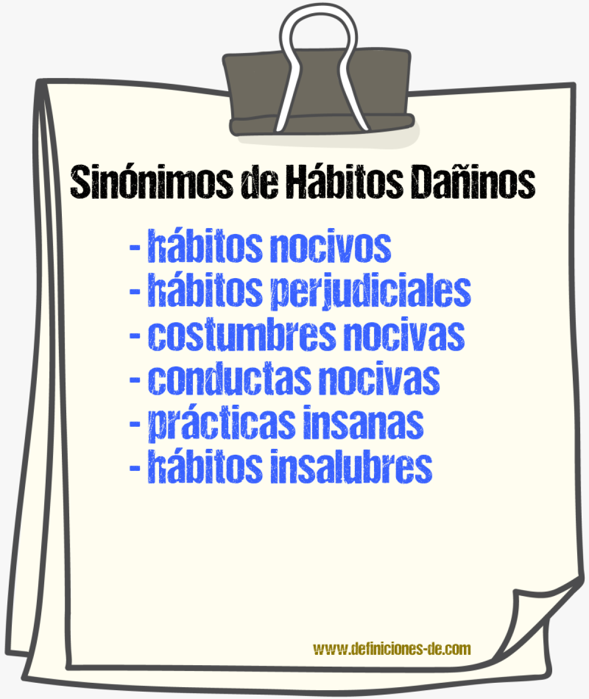 Sinónimos de hábitos dañinos