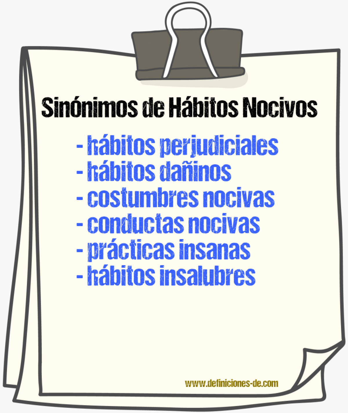 Sinónimos de hábitos nocivos
