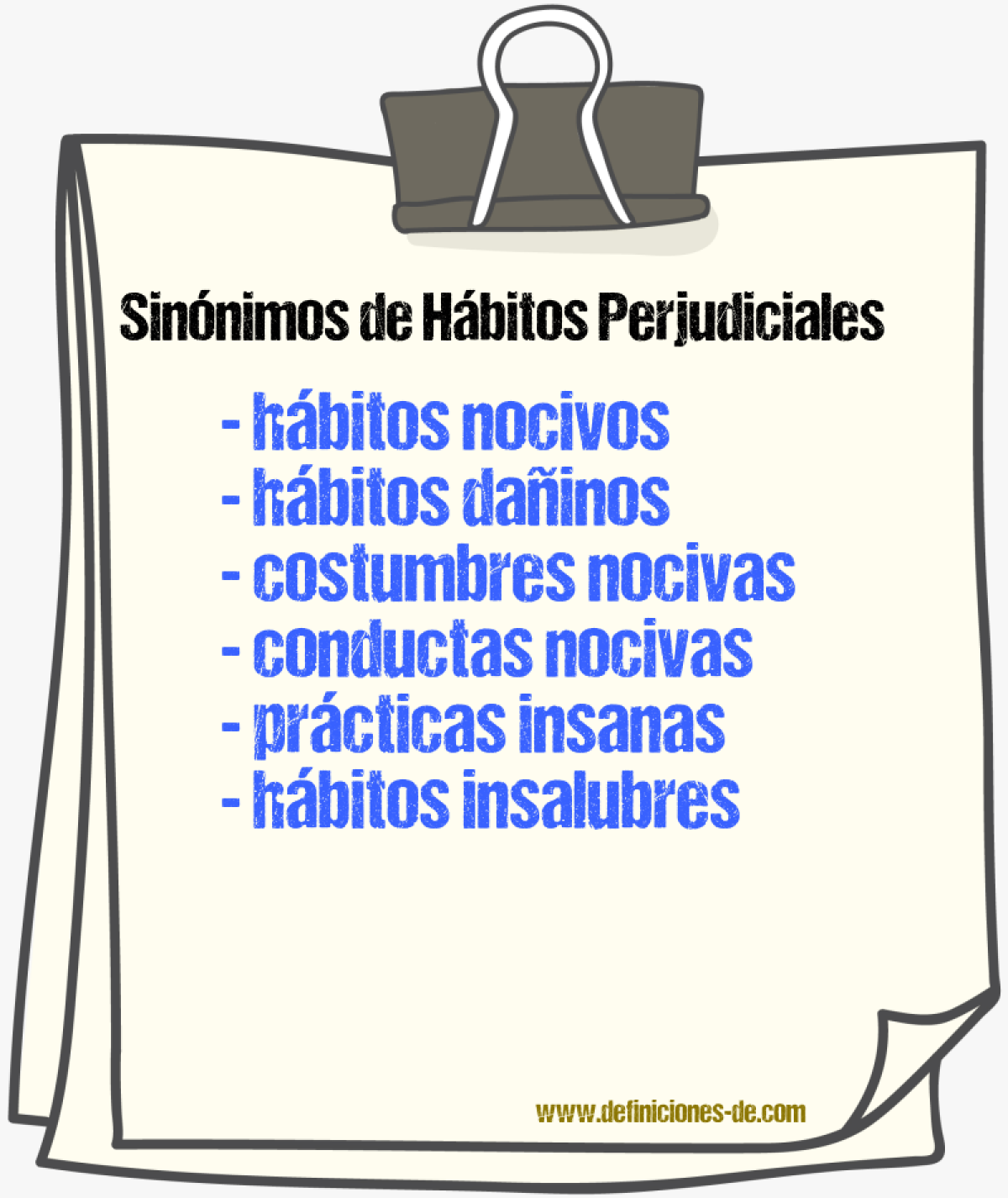 Sinónimos de hábitos perjudiciales
