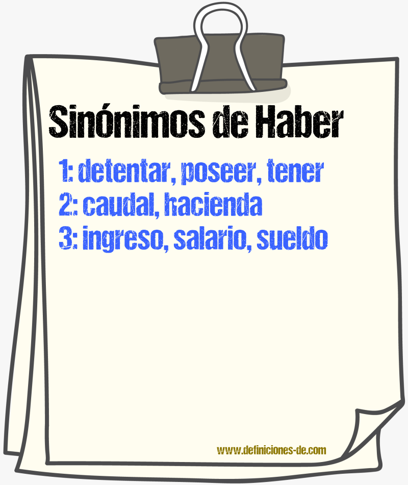 Sinnimos de haber