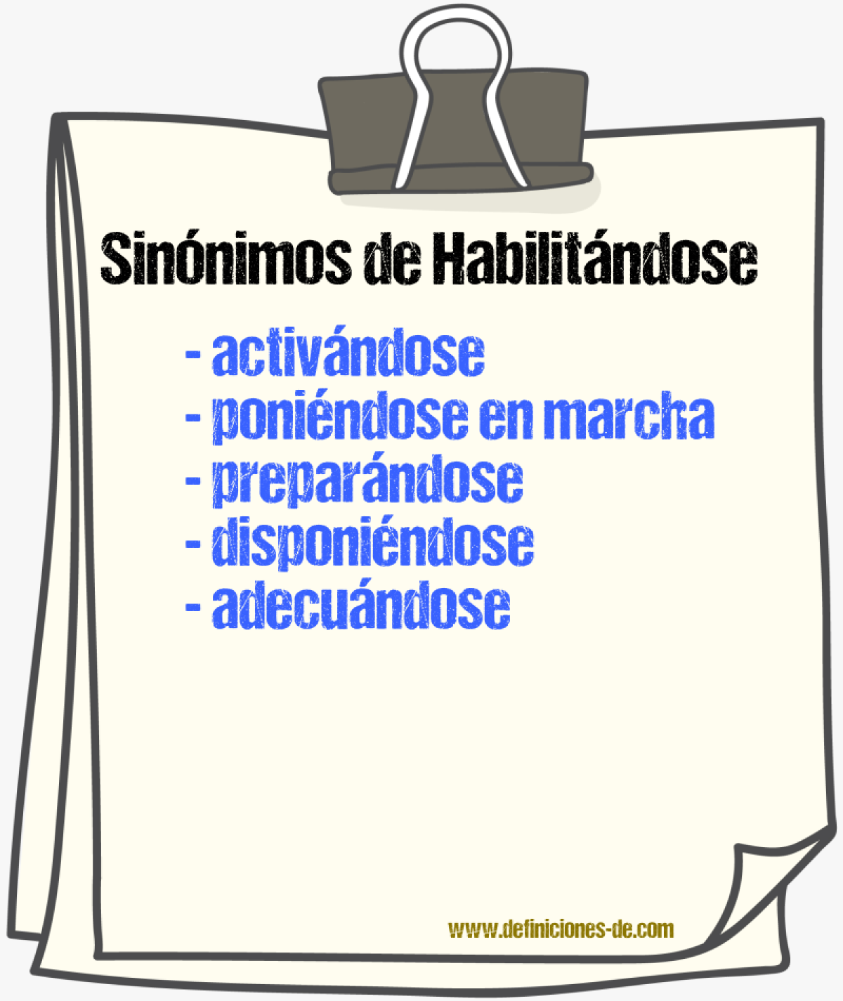 Sinónimos de habilitándose