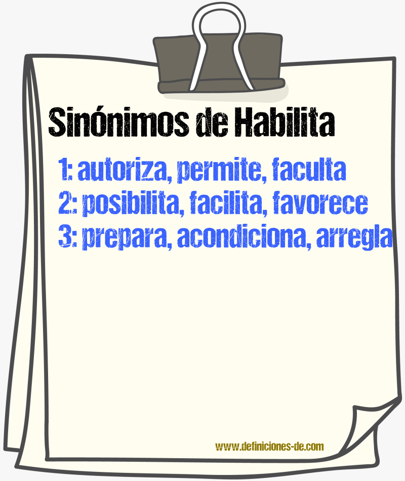 Sinónimos de habilita
