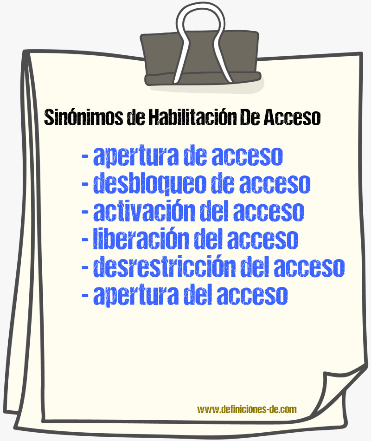 Sinónimos de habilitación de acceso