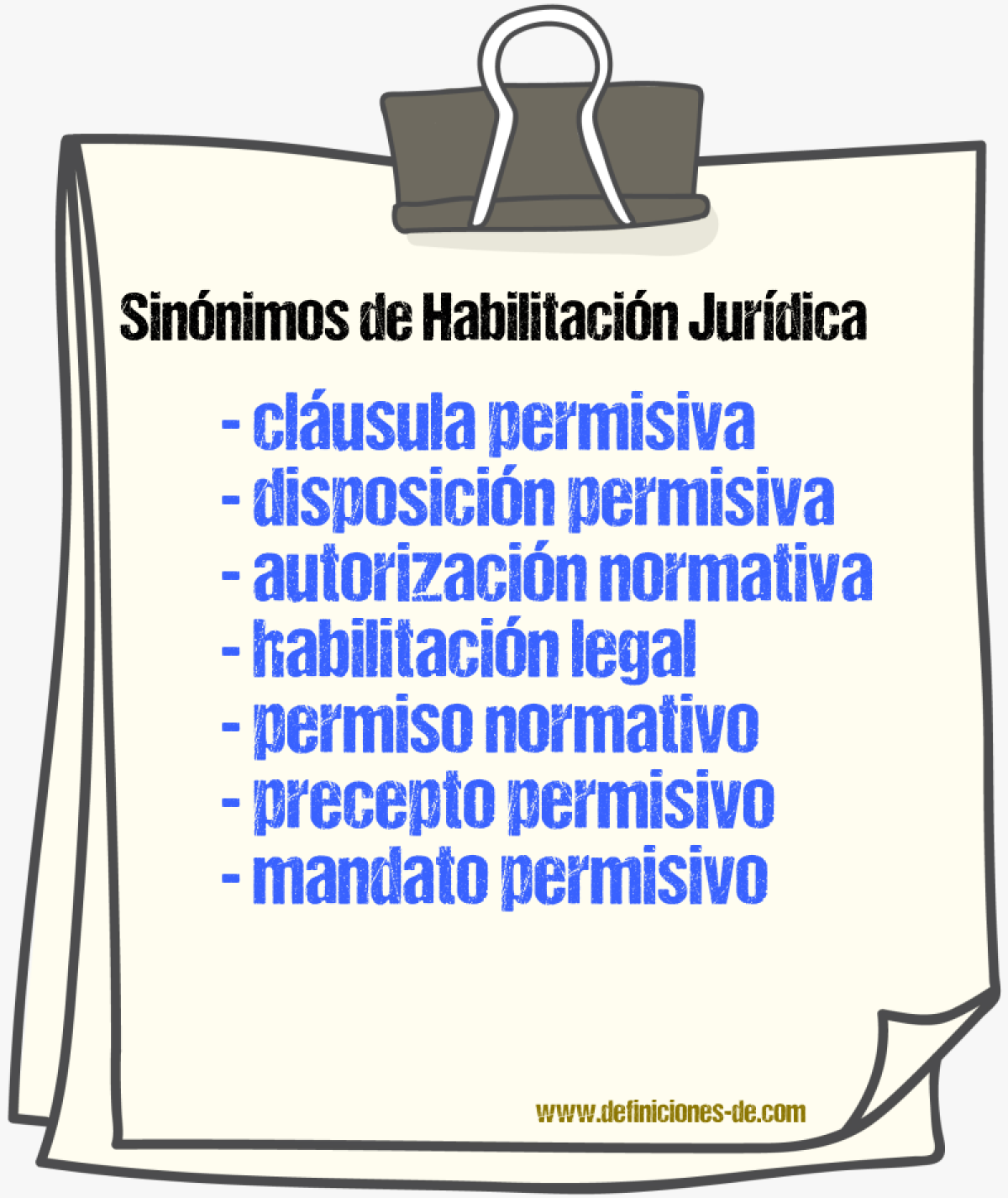Sinónimos de habilitación jurídica