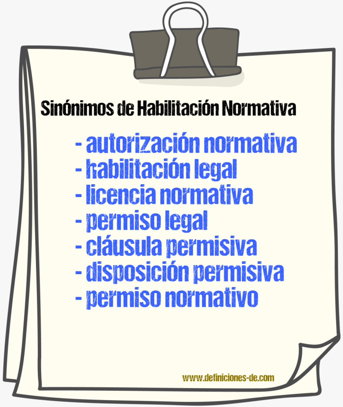 Sinónimos de habilitación normativa