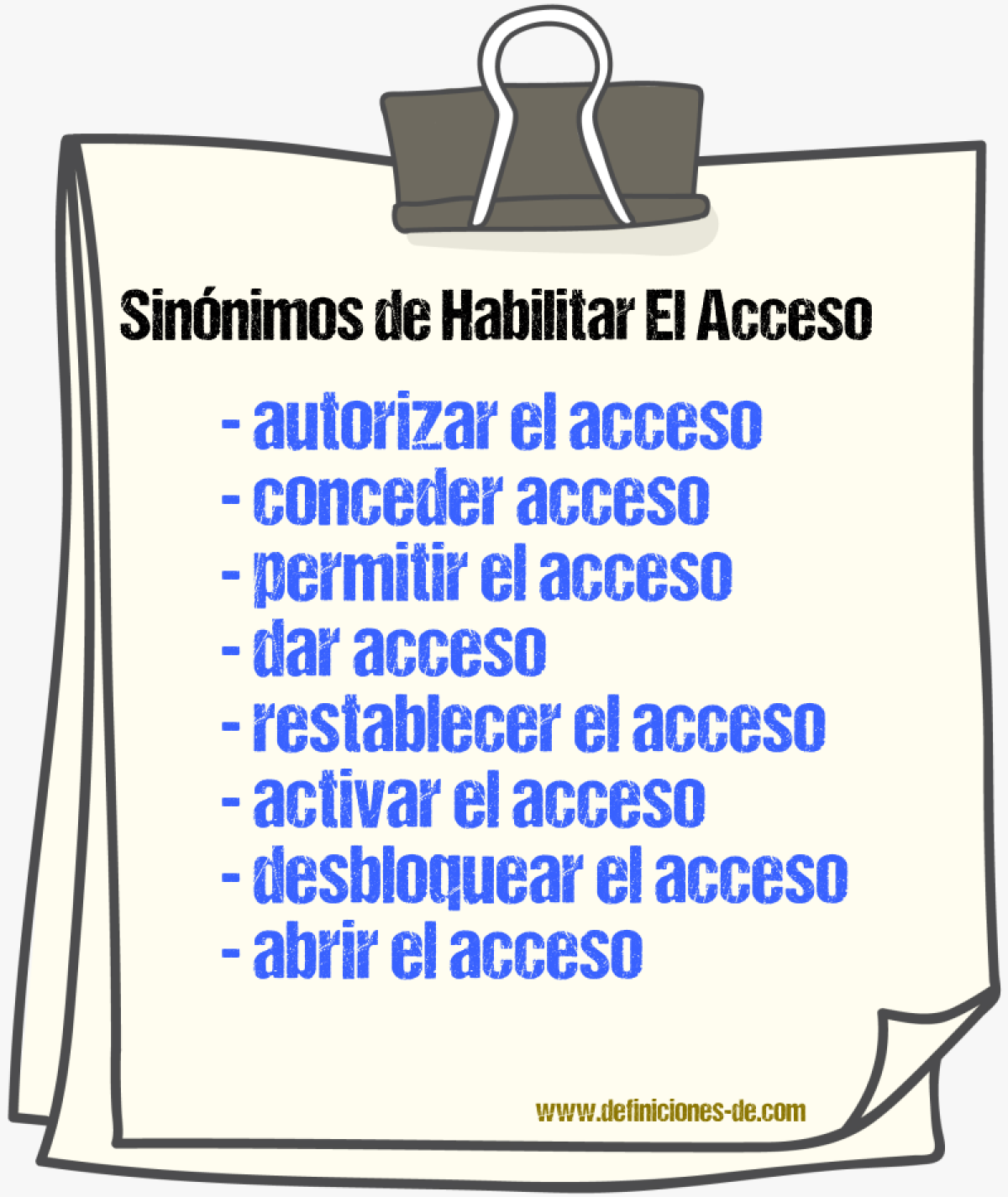 Sinónimos de habilitar el acceso