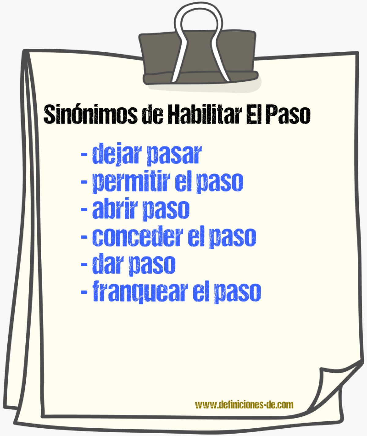 Sinónimos de habilitar el paso