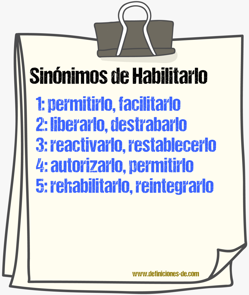 Sinónimos de habilitarlo