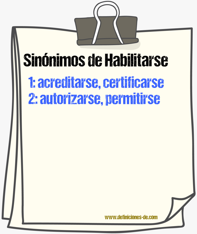 Sinónimos de habilitarse