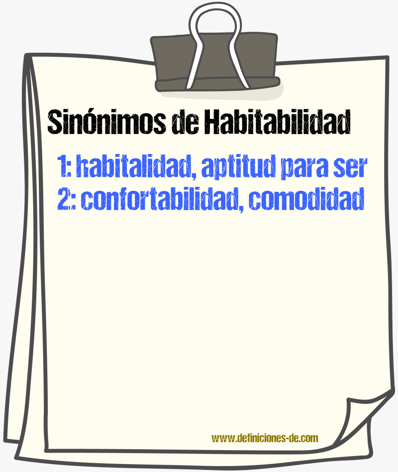 Sinónimos de habitabilidad