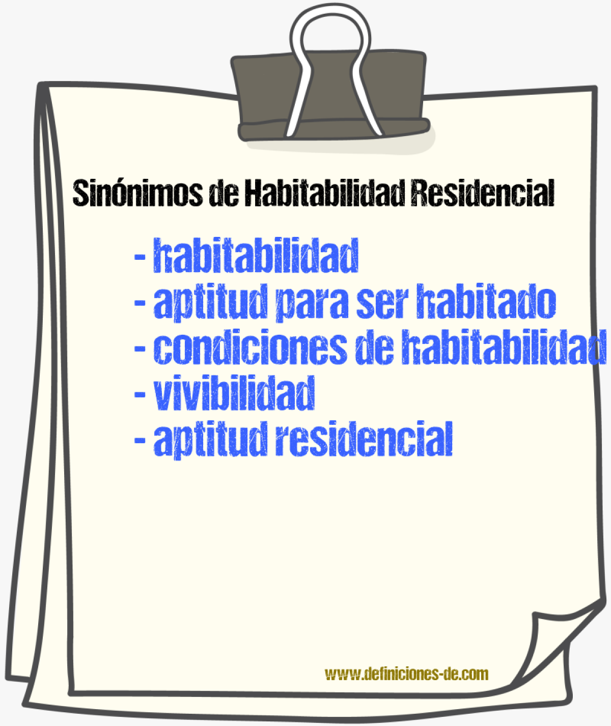 Sinónimos de habitabilidad residencial