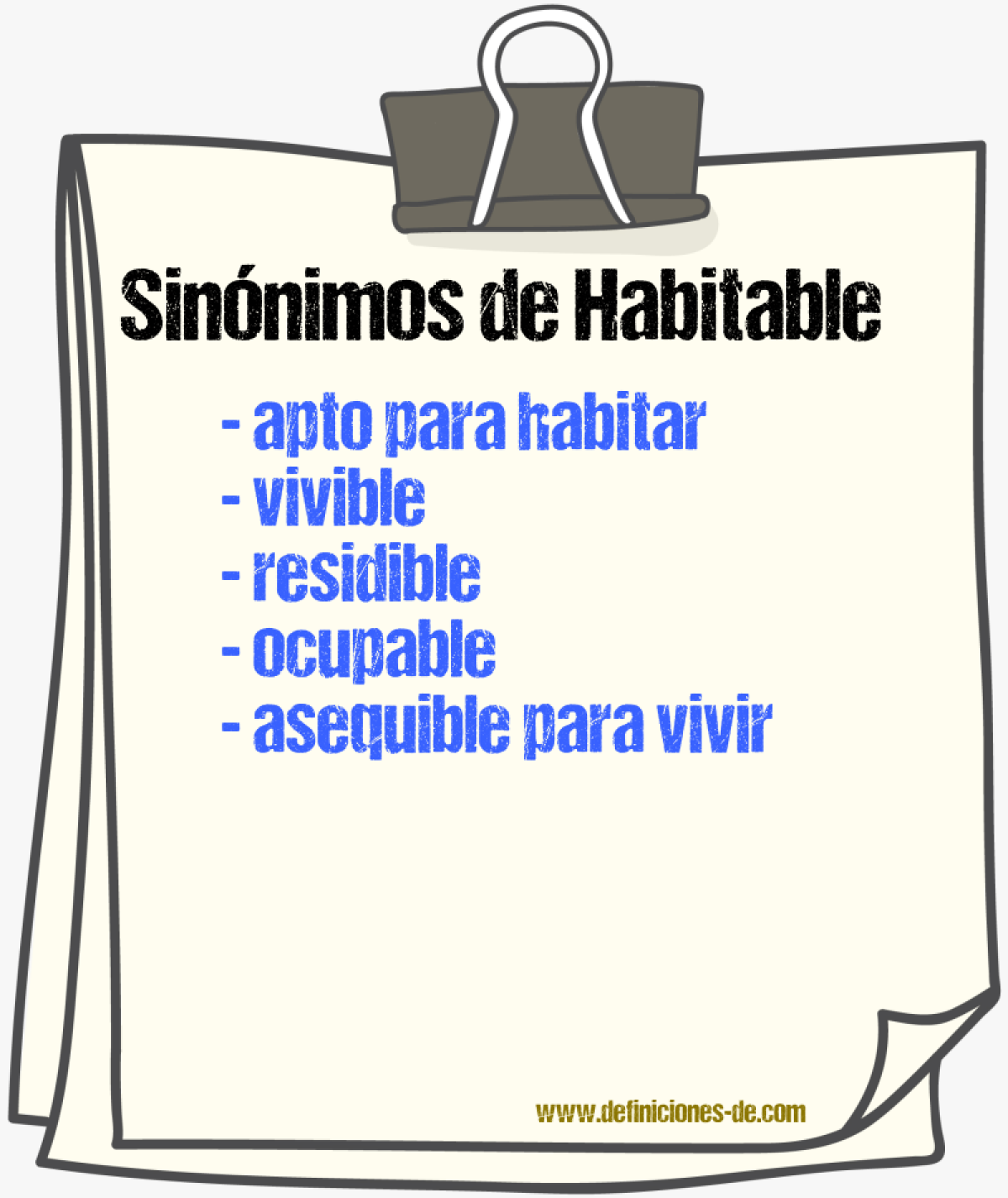 Sinónimos de habitable