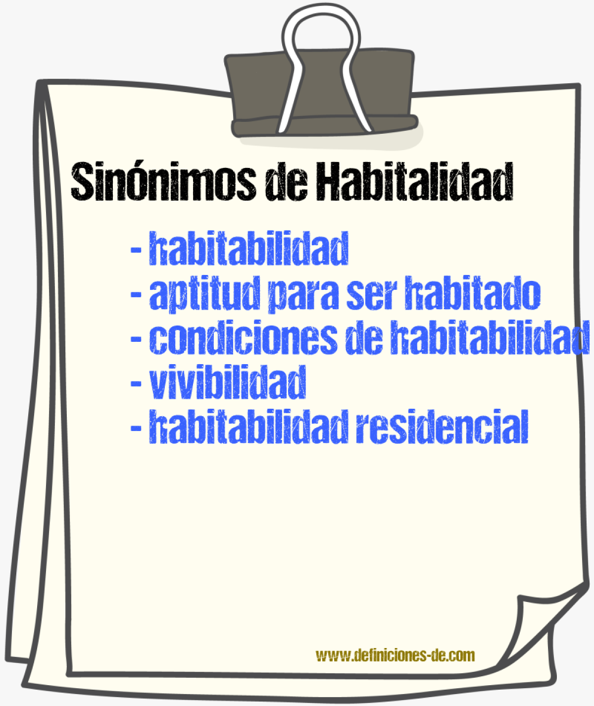 Sinónimos de habitalidad