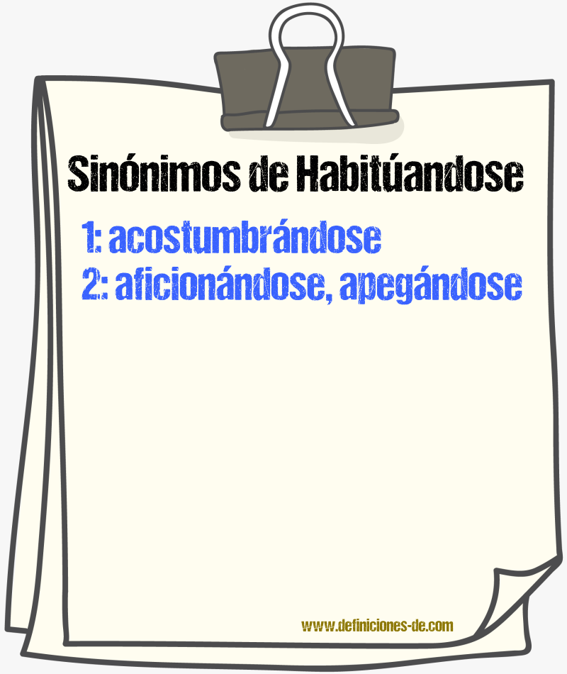 Sinónimos de habitúandose