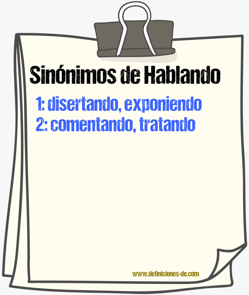 Sinónimos de hablando