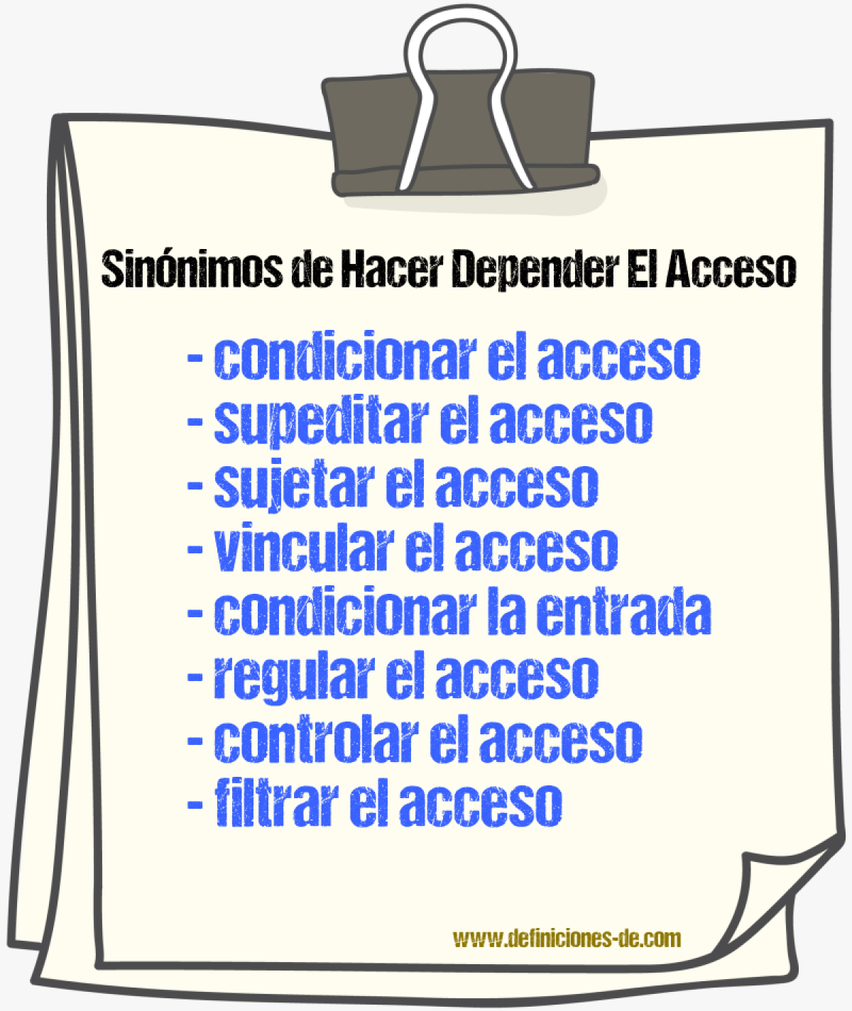 Sinónimos de hacer depender el acceso