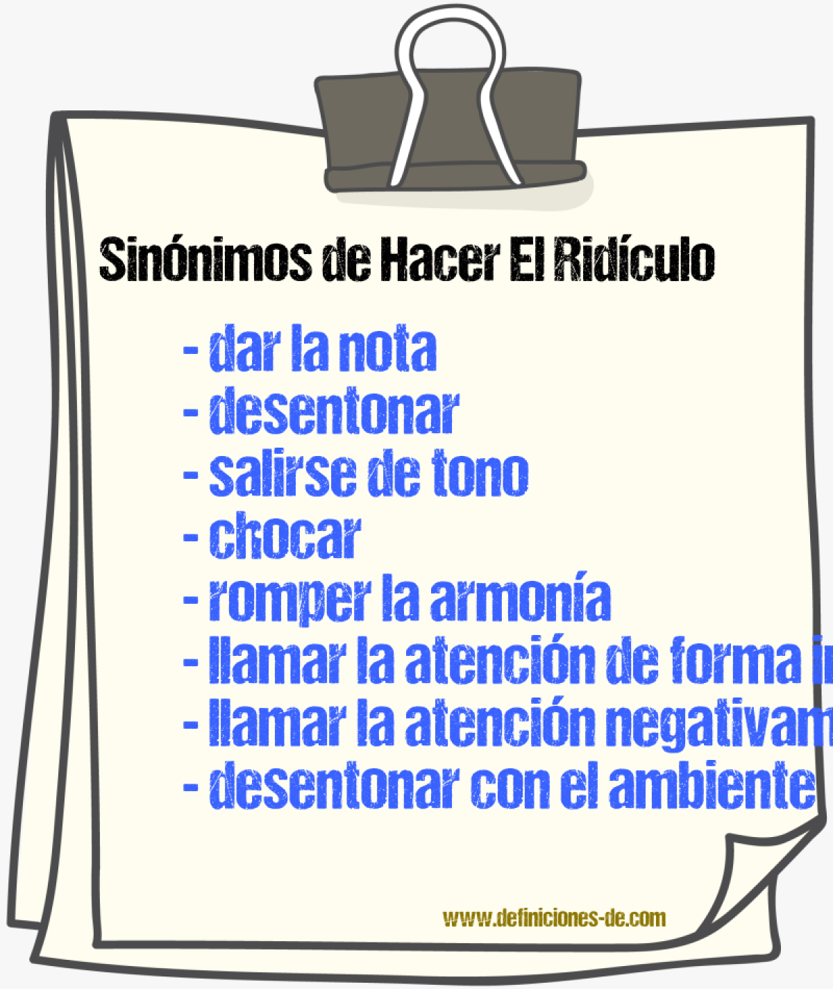Sinónimos de hacer el ridículo