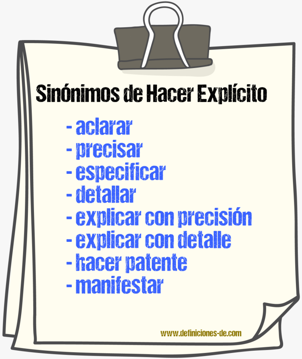 Sinónimos de hacer explícito