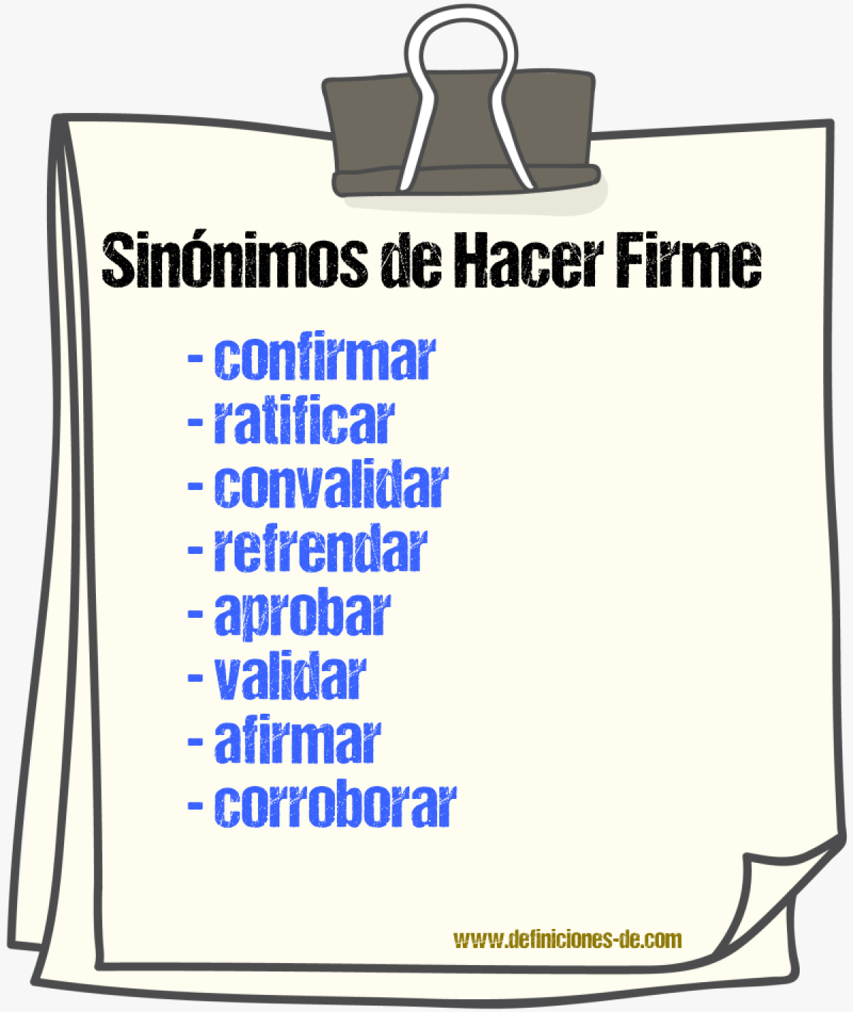 Sinónimos de hacer firme