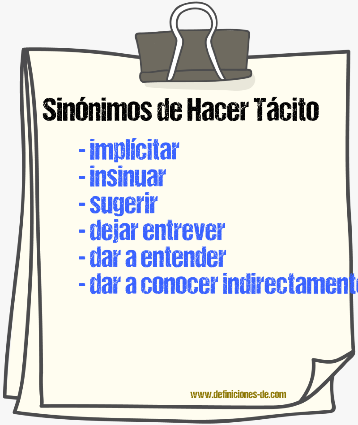 Sinónimos de hacer tácito