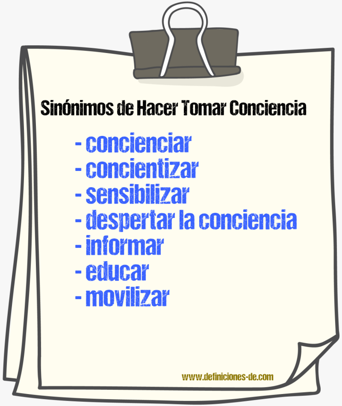 Sinónimos de hacer tomar conciencia