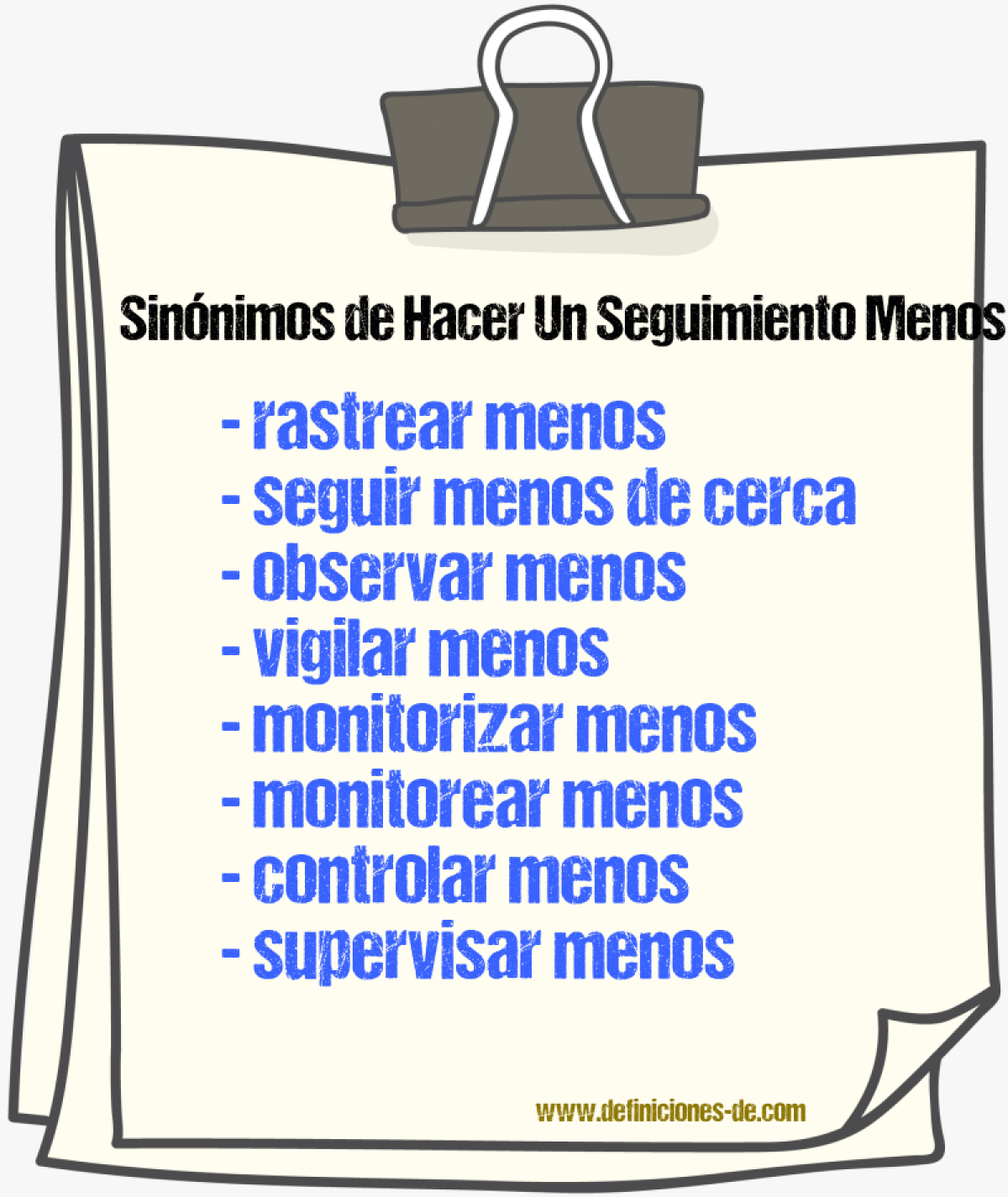 Sinónimos de hacer un seguimiento menos intenso