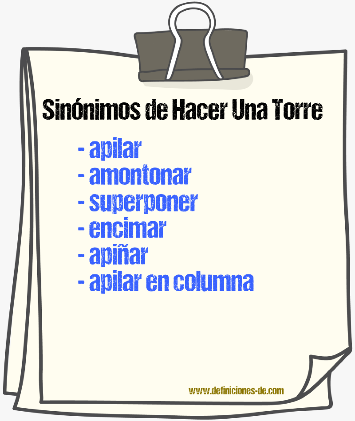 Sinónimos de hacer una torre