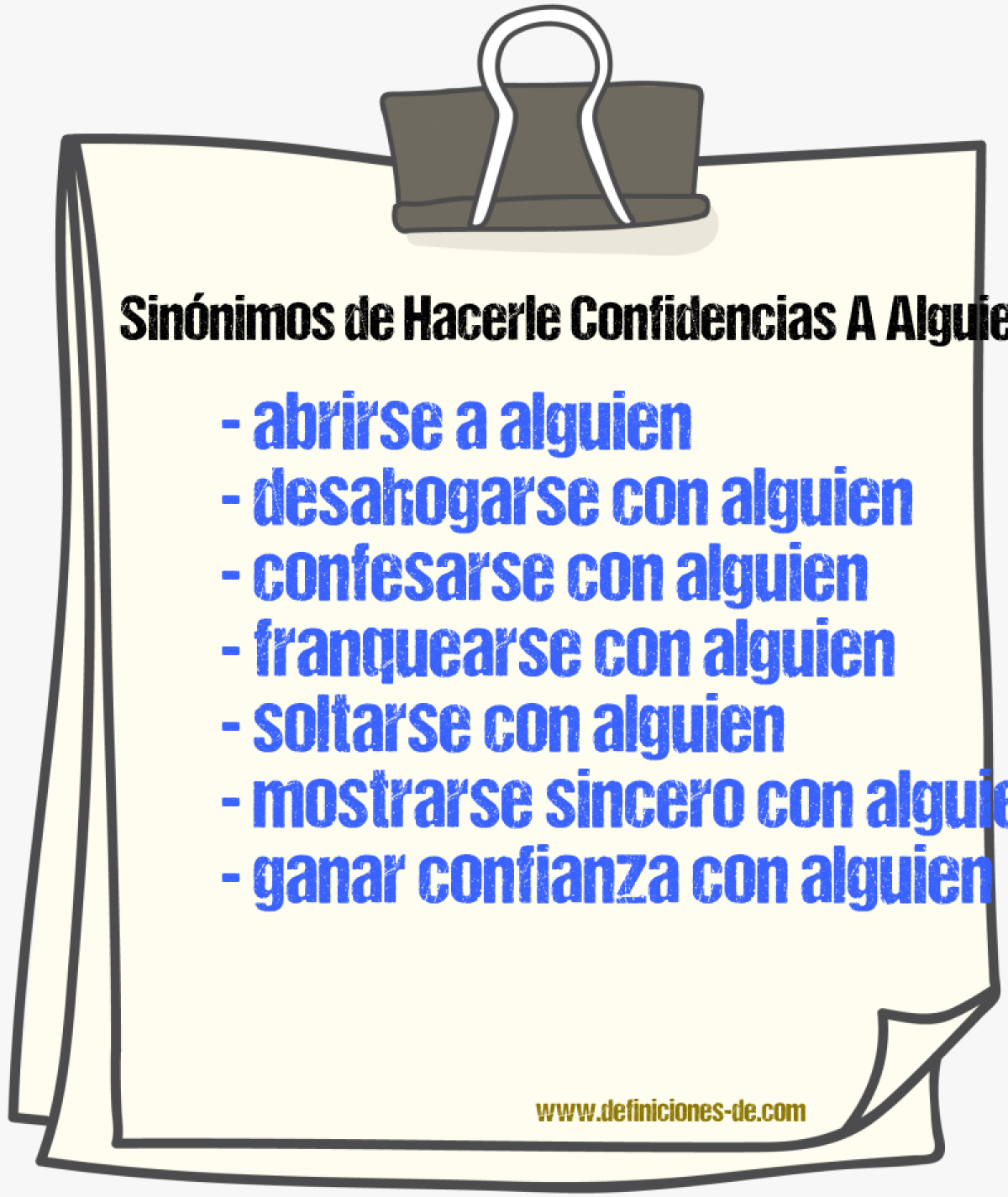 Sinónimos de hacerle confidencias a alguien