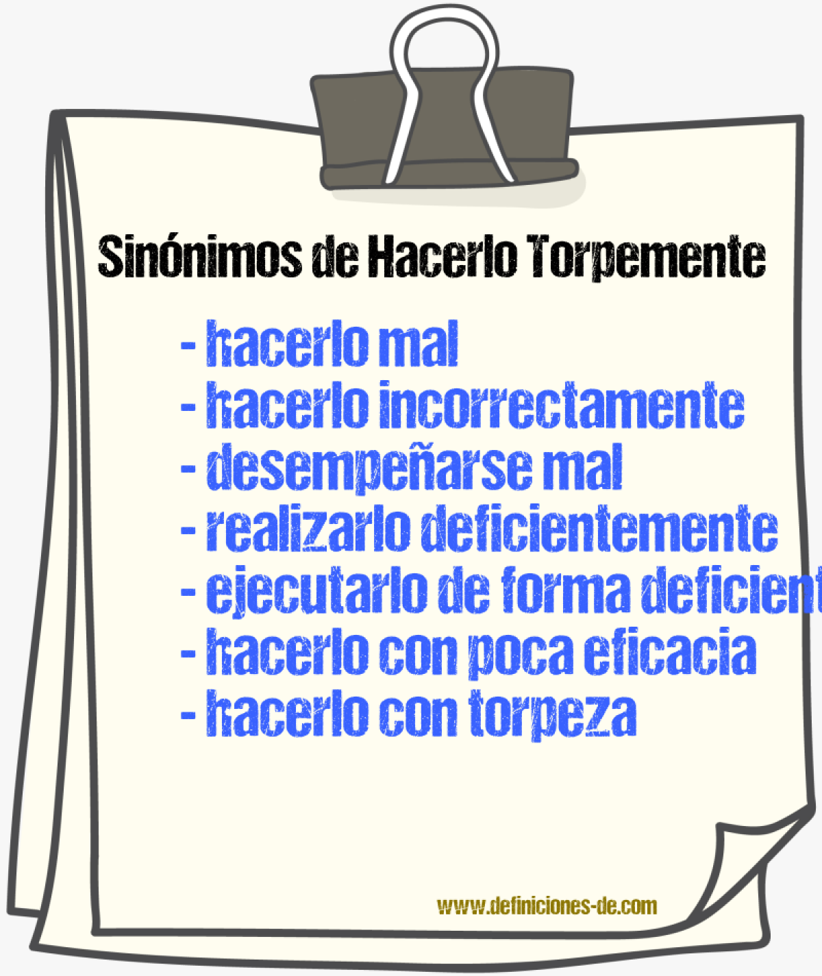 Sinónimos de hacerlo torpemente