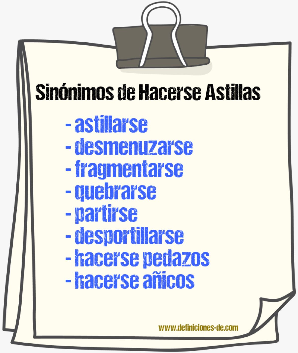 Sinónimos de hacerse astillas