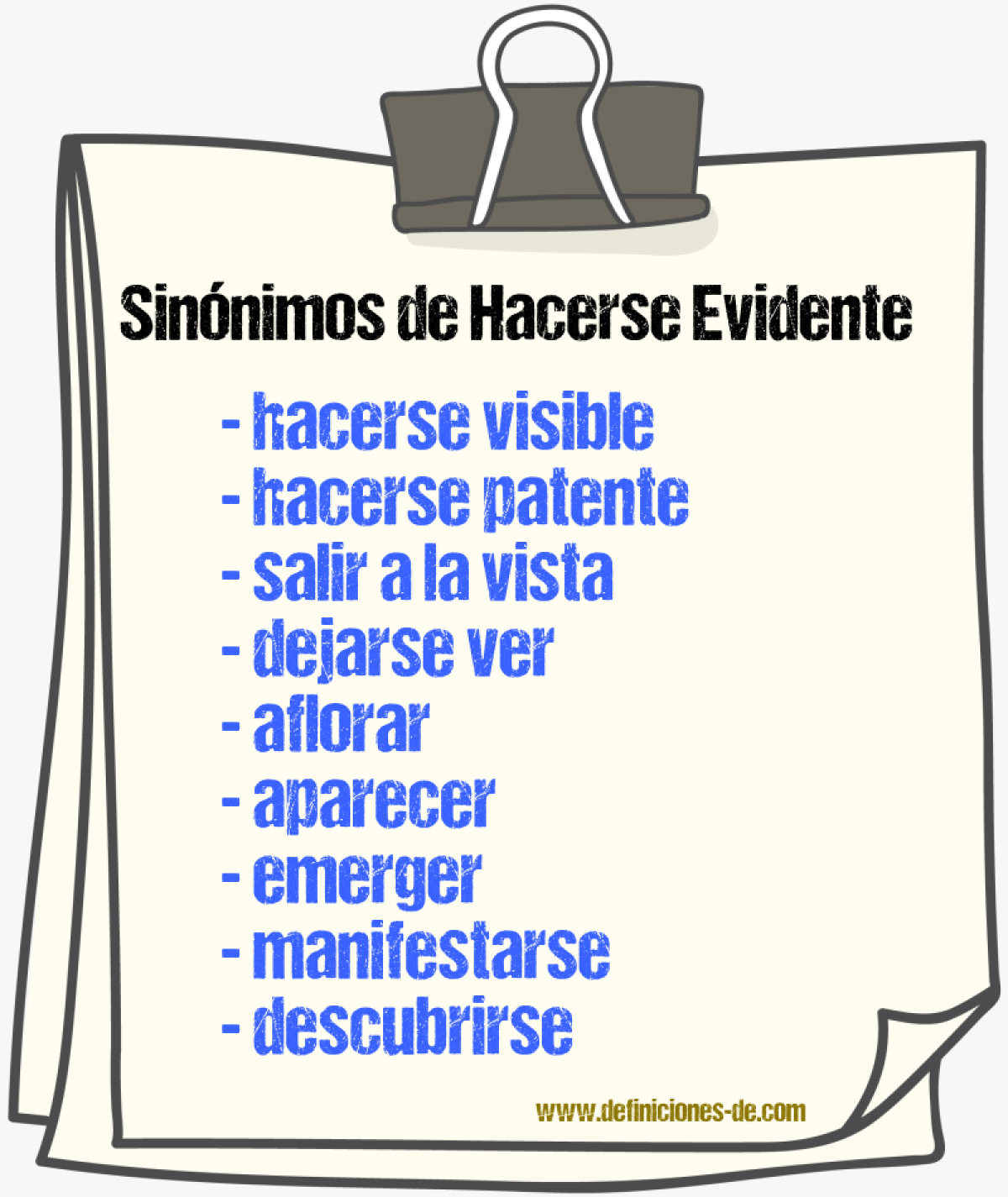 Sinónimos de hacerse evidente