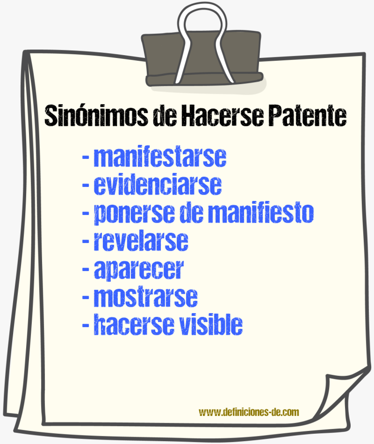 Sinónimos de hacerse patente
