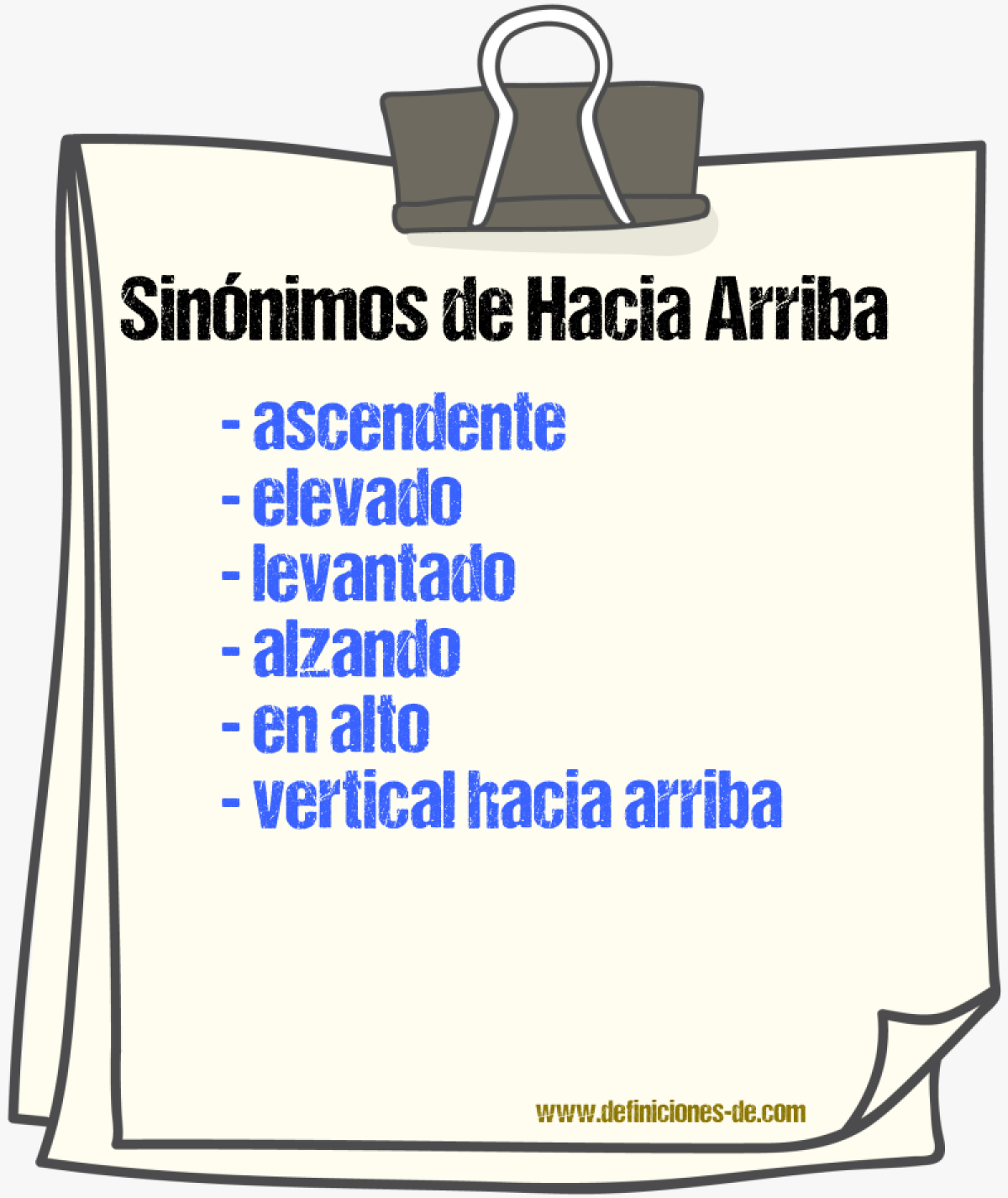 Sinónimos de hacia arriba