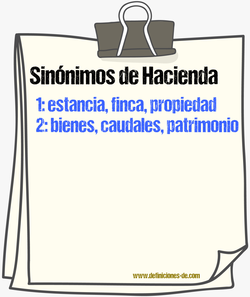 Sinnimos de hacienda