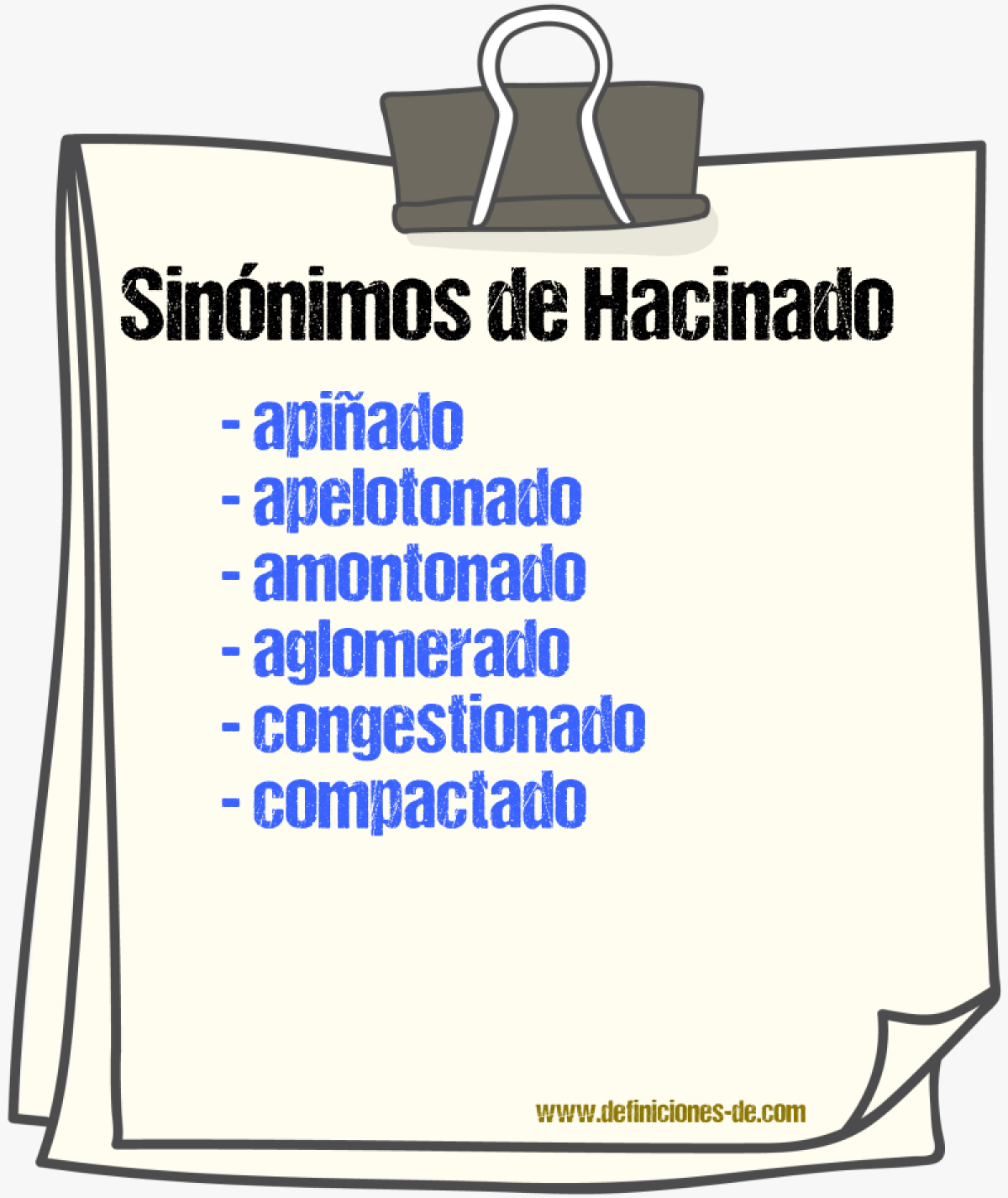 Sinónimos de hacinado