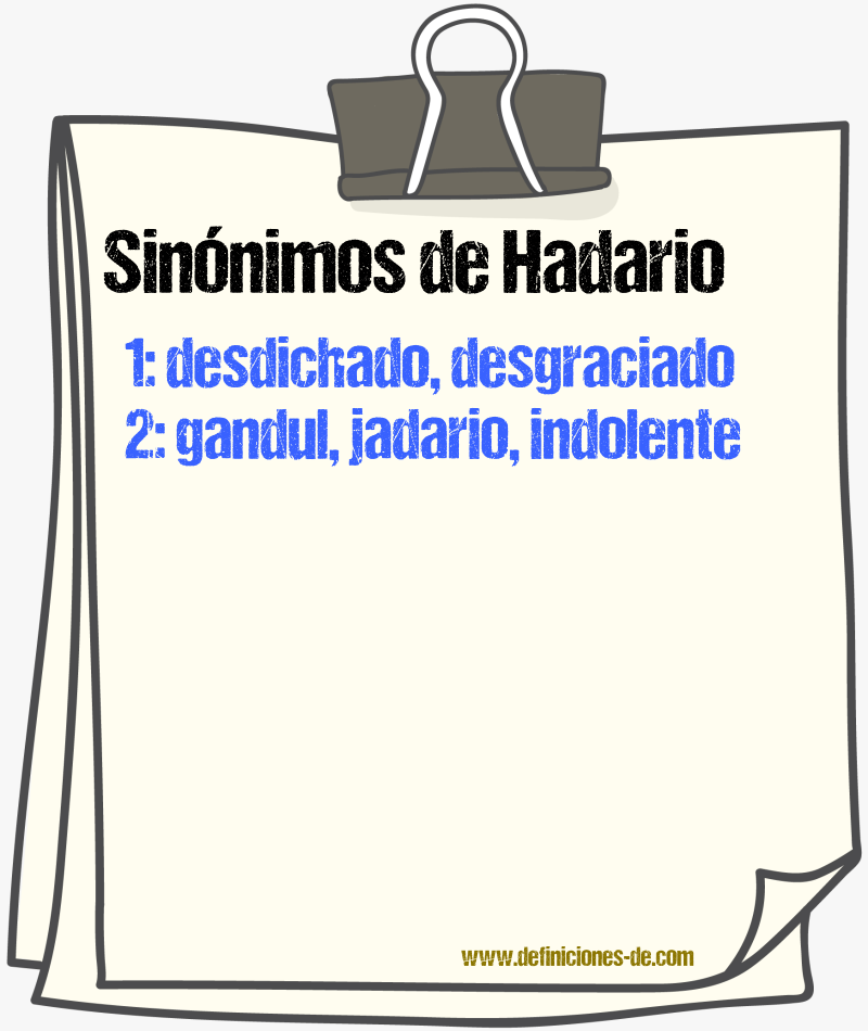 Sinnimos de hadario