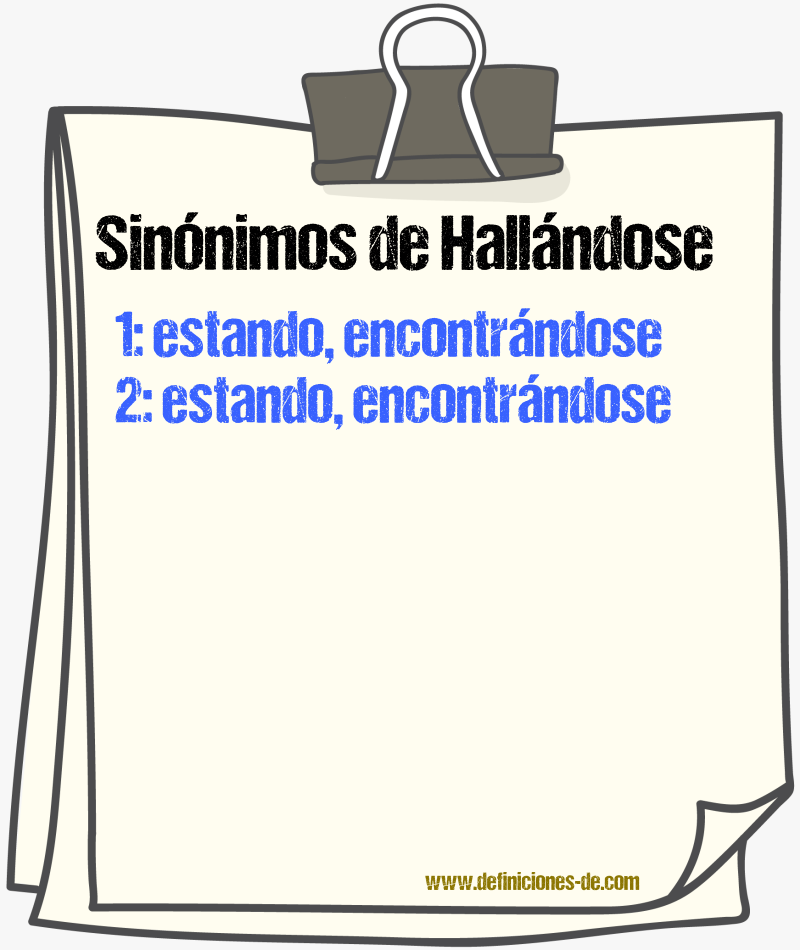 Sinónimos de hallándose
