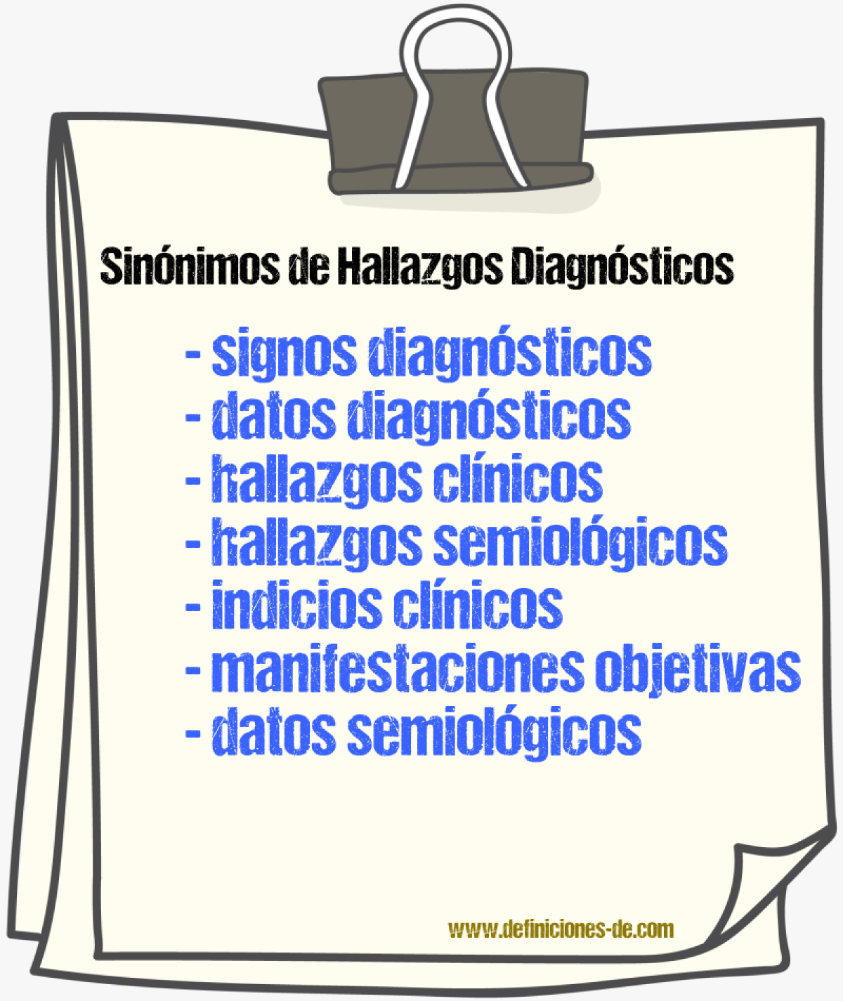 Sinónimos de hallazgos diagnósticos