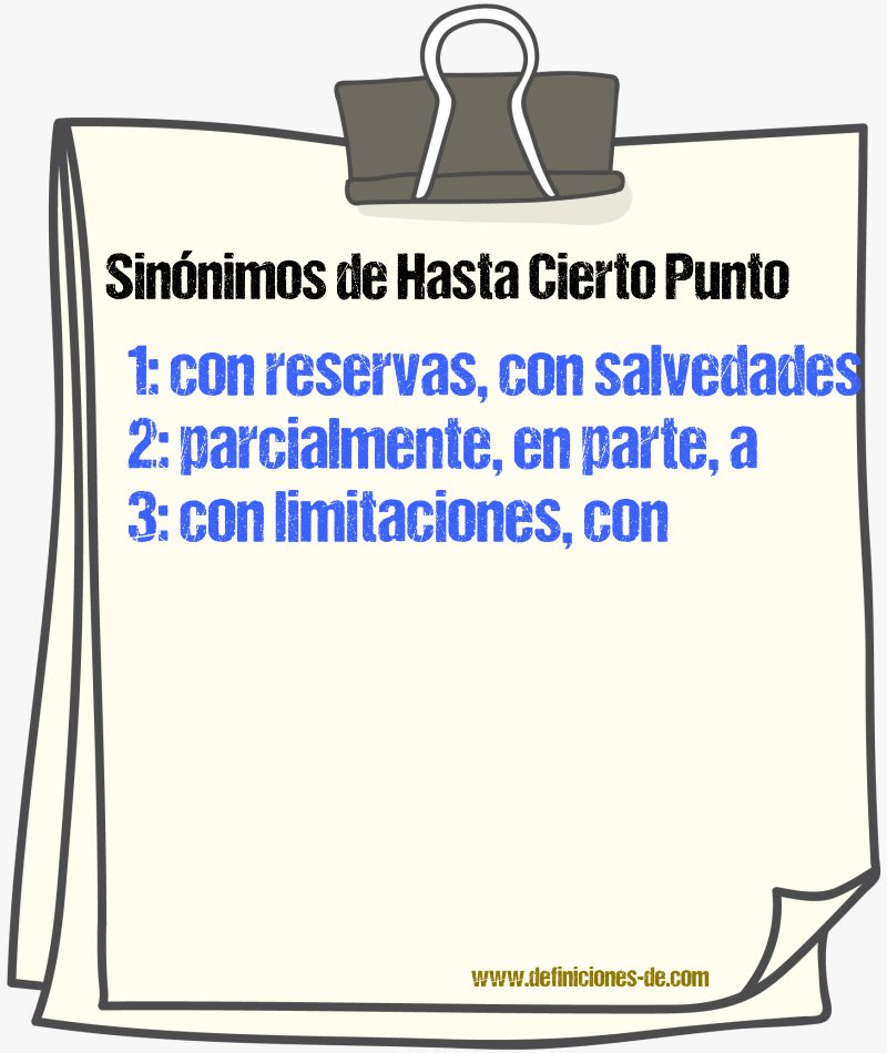 Sinónimos de hasta cierto punto
