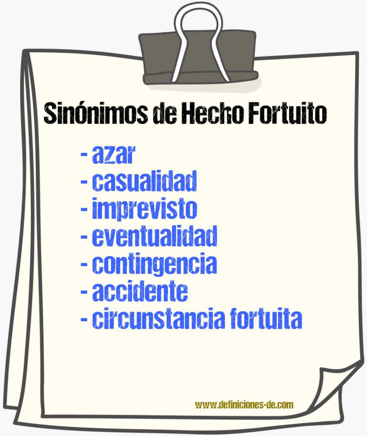 Sinónimos de hecho fortuito
