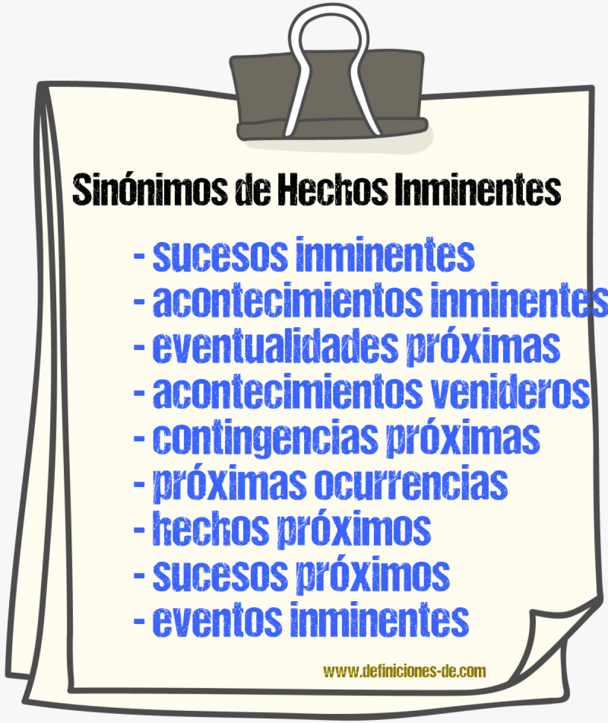 Sinónimos de hechos inminentes