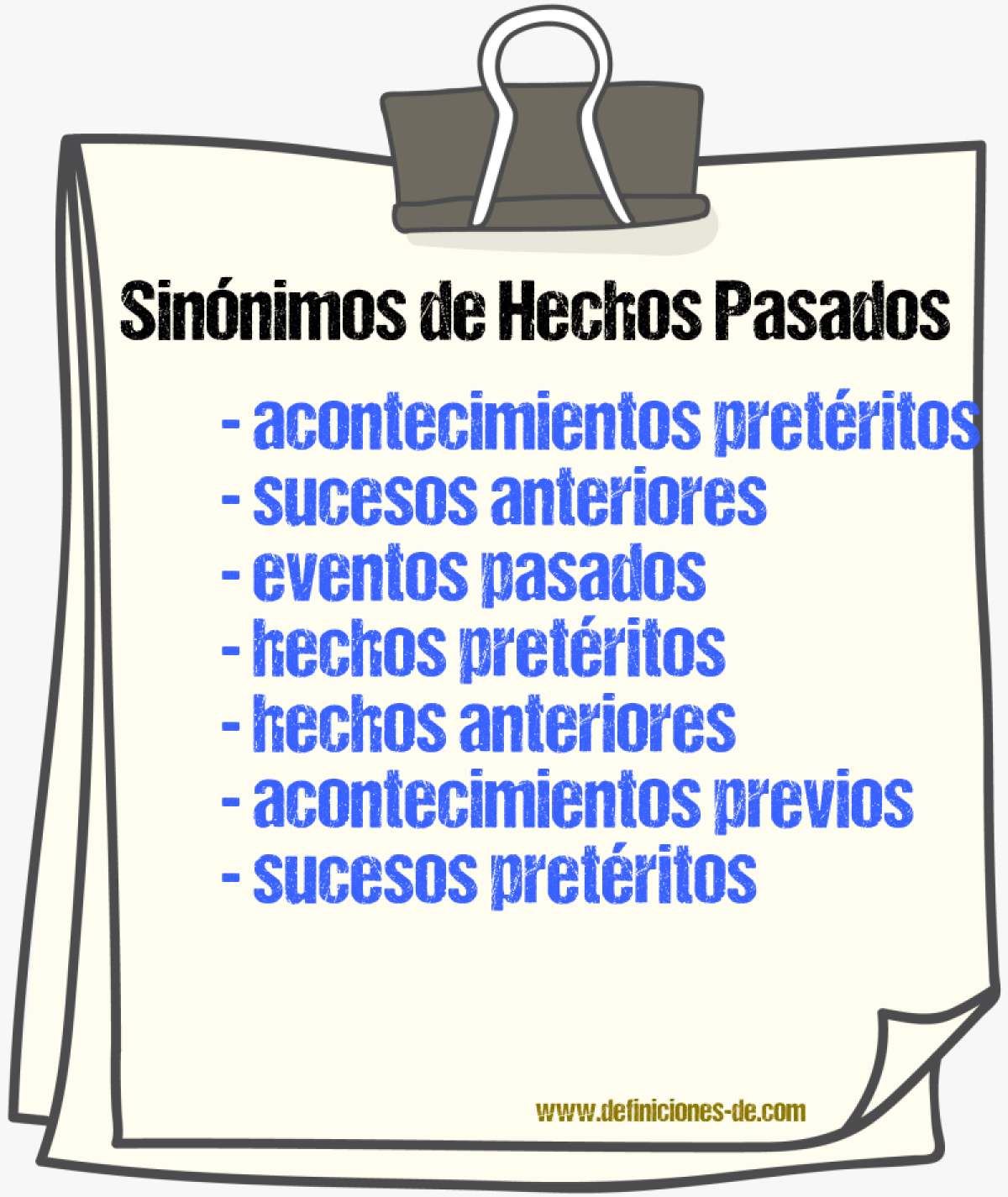 Sinónimos de hechos pasados