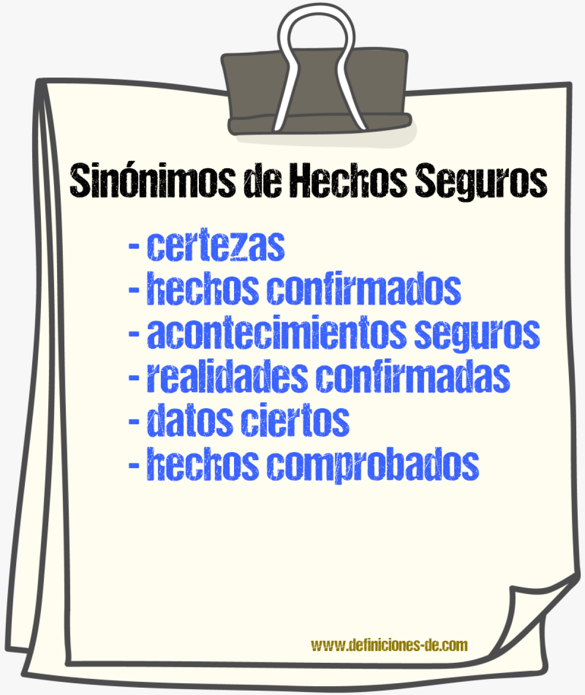 Sinónimos de hechos seguros