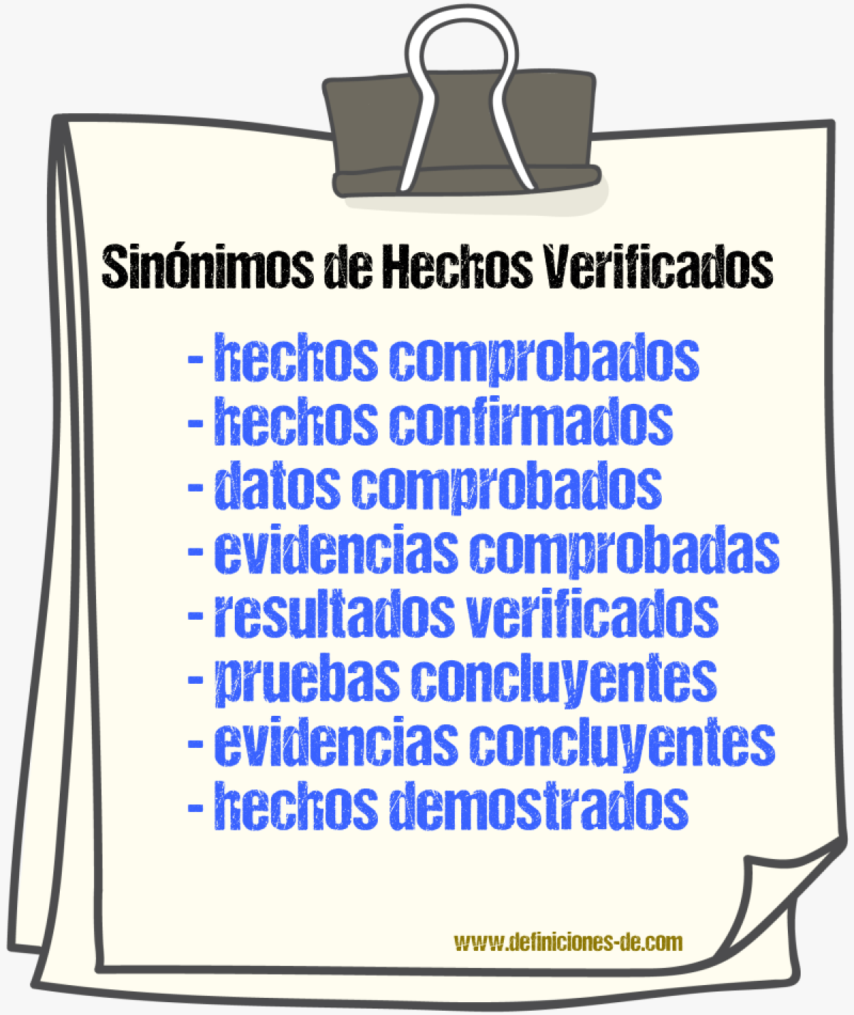 Sinónimos de hechos verificados