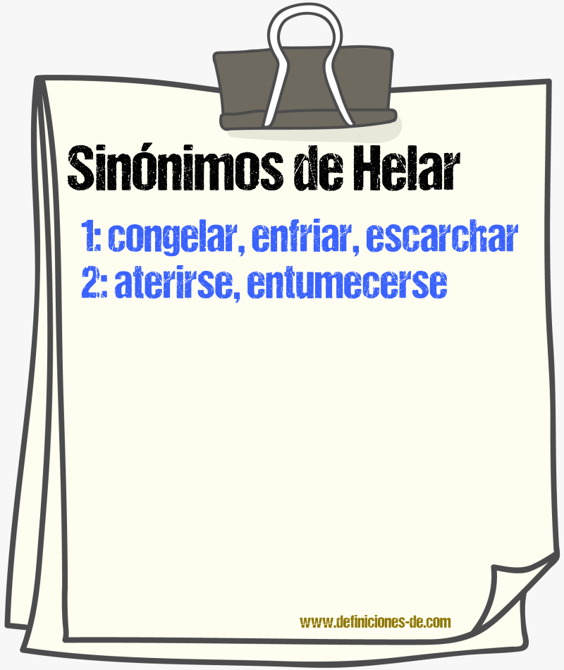 Sinnimos de helar